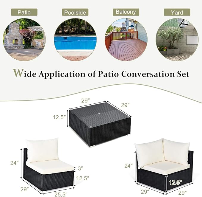 Tangkula 7-Piece Patio Furniture Set, Outdoor Sectional Sofa w/Pillows & - Image 6