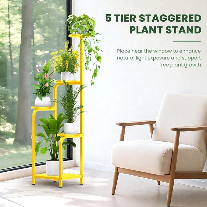 TOSKING 5 Tier Tall Plant Stand Indoor Outdoor, Heavy Duty Corner Shelf - Image 7