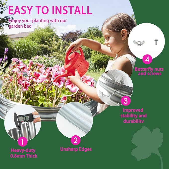 Durable Round Galvanized Steel Raised Garden Bed - Image 5