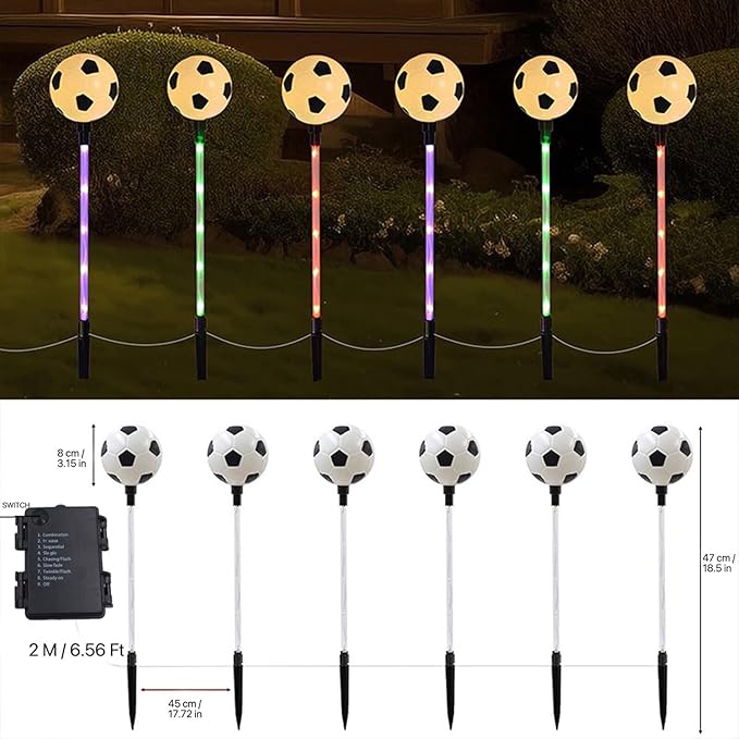 Battery Powered Garden Sports Ball Theme Party Stake Lights Soccer Football LED - Image 3