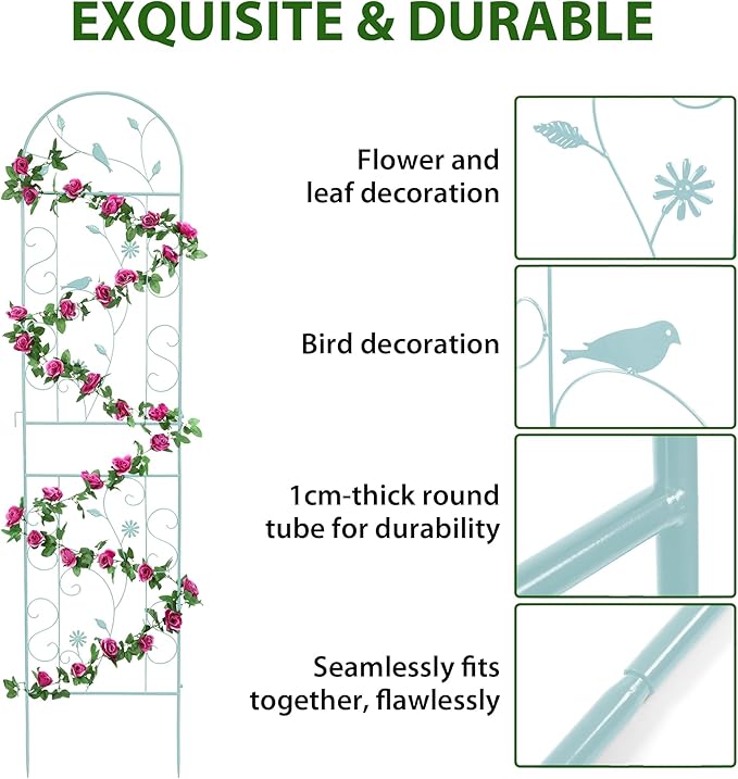Metal Garden Trellis for Climbing Plants, 86.5" x 19.7" Metal Plant Trellis - Image 6