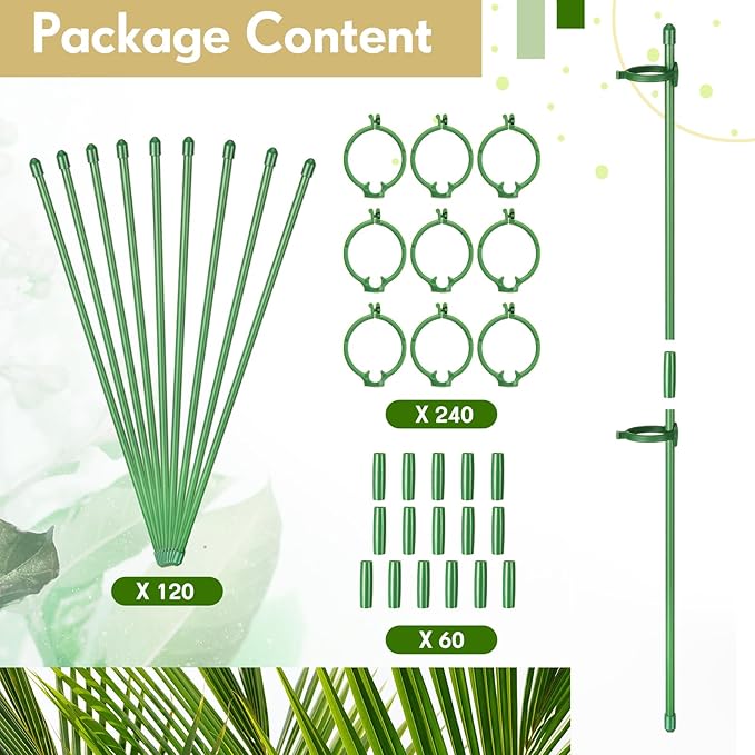 meekoo 120 Pcs Adjustable Garden Plant Support Stakes Single Stem Plant Cage - Image 4
