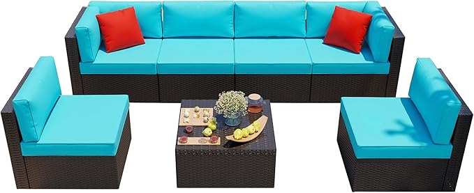 Shintenchi 7 Pieces Patio Furniture Sets Outdoor All-Weather Sectional Patio - Image 7