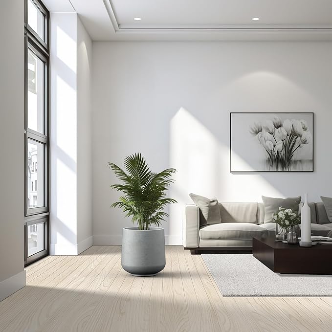 Kante 15.3" Dia Round Concrete Planter, Outdoor Indoor Large Plant Pots - Image 6