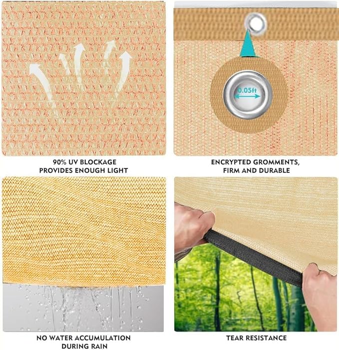 EMERIT 90% Shade Cloth Sun Shade Fabric Privacy Screen Shade Cover - Image 4
