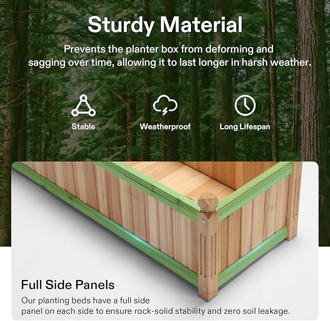 VIVOSUN 3.6 x 1.3Ft Wooden Raised Garden Bed, 43.5 x 16 x 14 Inches, Outdoor - Image 4