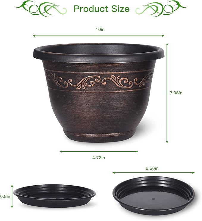 Plastic-Plant-Flower-Planters-10 Inch - Image 2