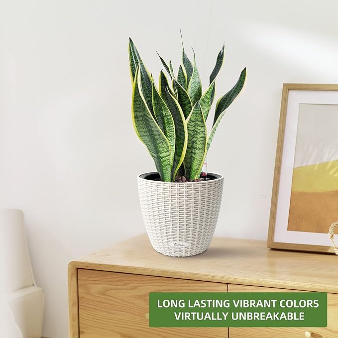 Dexceder 9x8 Inches Rattan Self Watering Planter Indoor Outdoor, Inner Pot - Image 6