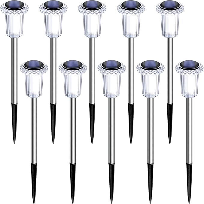Solar Pathway Lights 10 Pack Christmas Solar Lights Outdoor Waterproof 6000K - Image 7