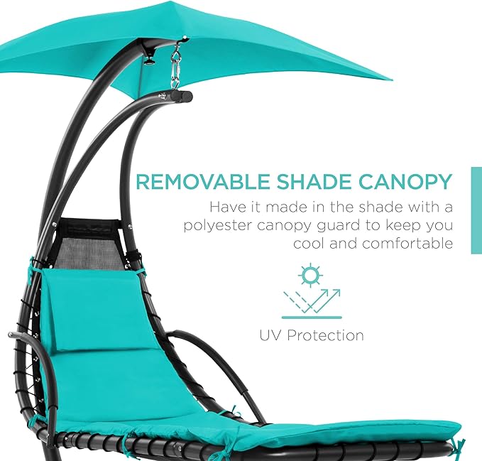 Best Choice Products Outdoor Hanging Curved Steel Chaise Lounge Chair Swing - Image 4