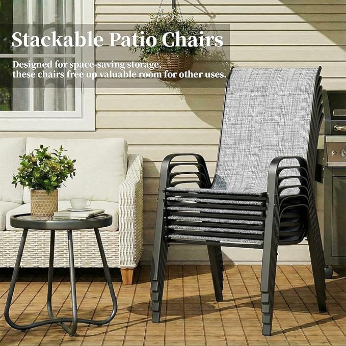 MAMIZO Patio Dining Chairs, Stackable All Weather Teslin Chair, Heavy Duty - Image 7