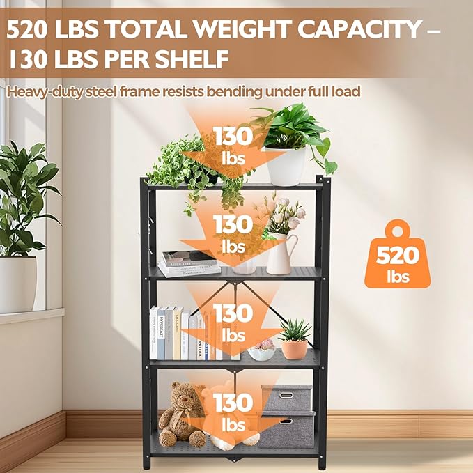 EAGLE PEAK 4-Tier Foldable Greenhouse Shelf, Heavy Duty Metal Storage Rack - Image 9