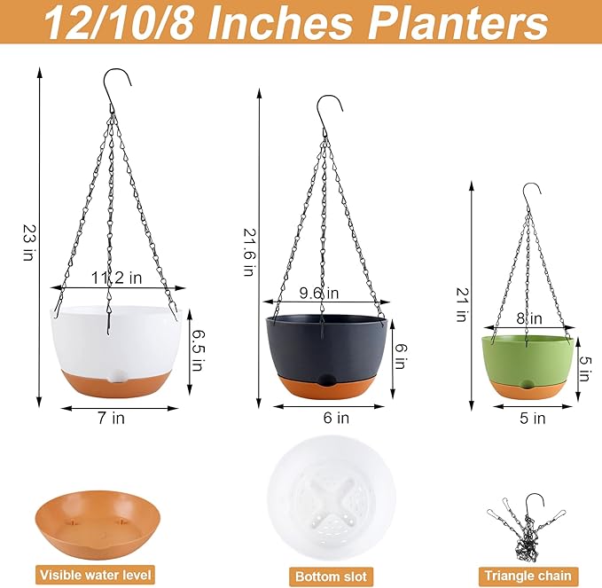 8/10/12 inch Hanging Planters for Indoor Outdoor Plants - Image 2