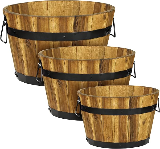Idzo Set of 3 Wooden Flower Planters by Idzo