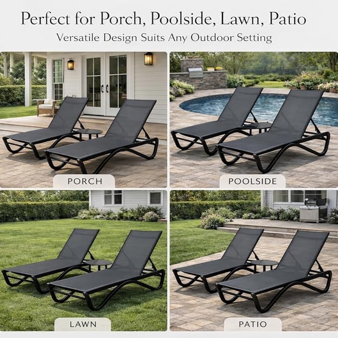 Kozyard Outdoor Chaise Lounge Chair, Full Aluminum Frame, Adjustable Reclining - Image 8