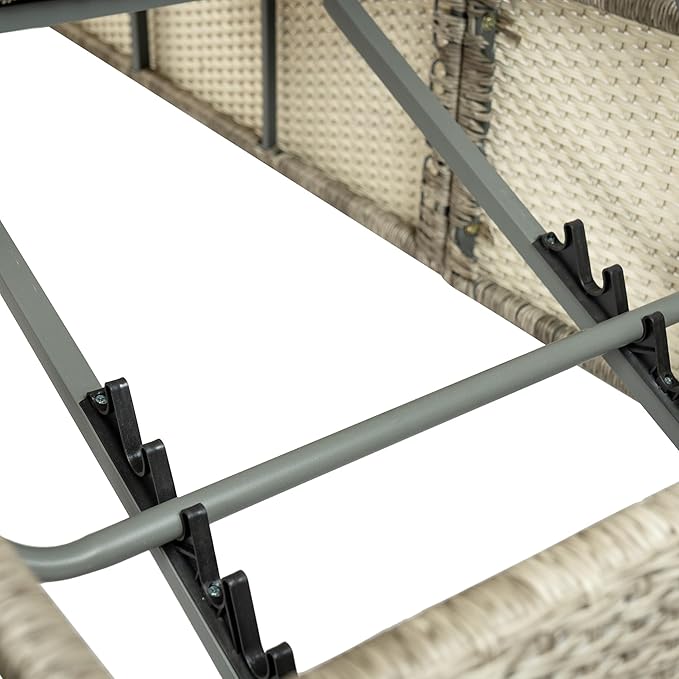 Patio Chaise Lounge, Four-sided Canopy, Overhead Curtain and Orange Cushion - Image 7