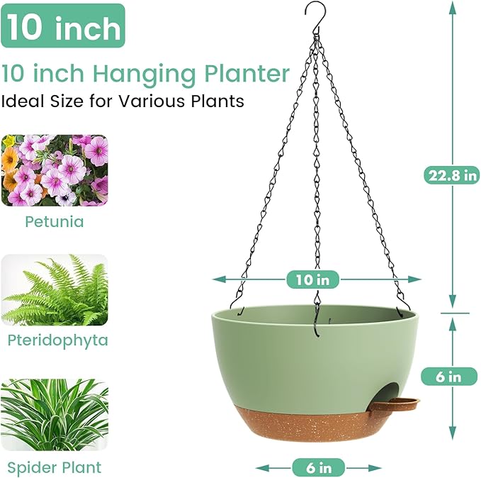 Set of 3-10 Inch Self Watering Hanging Planters - Image 3