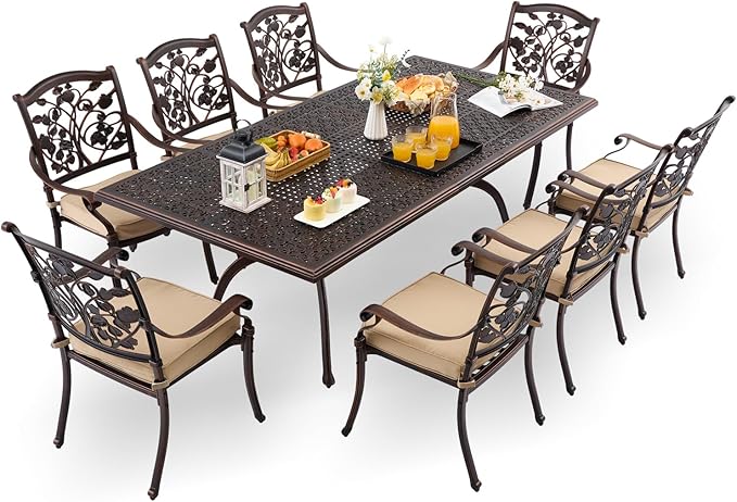 9-Piece Cast Aluminum Patio Furniture, Outdoor Dining Sets by Unknown