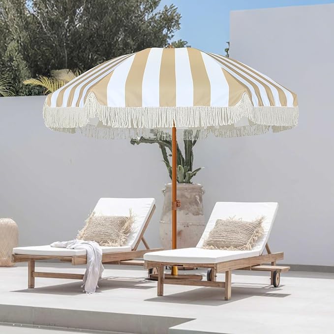 AMMSUN 7ft Patio Umbrella with Fringe Outdoor Tassel Umbrella UPF50+ Premium - Image 7
