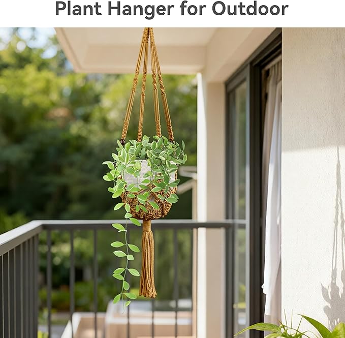 USLAI Macrame Plant Hanger Indoor Outdoor, Fits 3 to 6.5 inch Pots, Hanging - Image 5