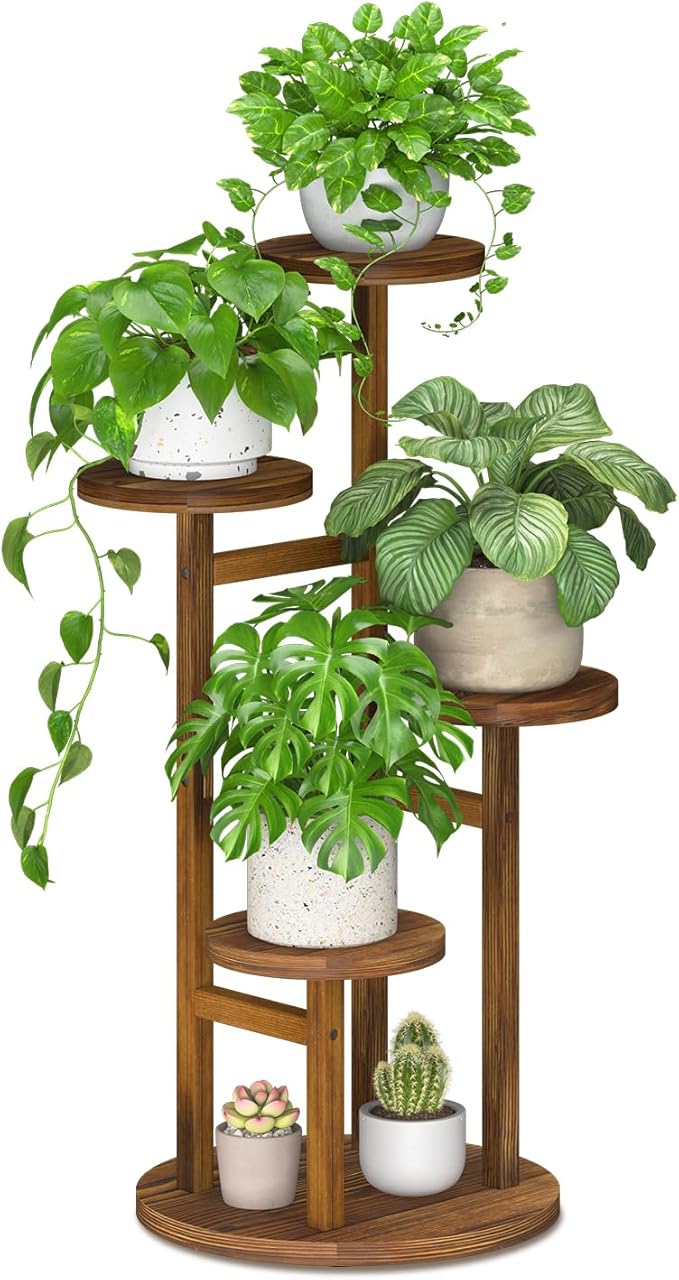 iDavosic.ly 4 Tier Plant Stand Indoor, Tiered Corner Wood Multiple Flower by iDavosicly