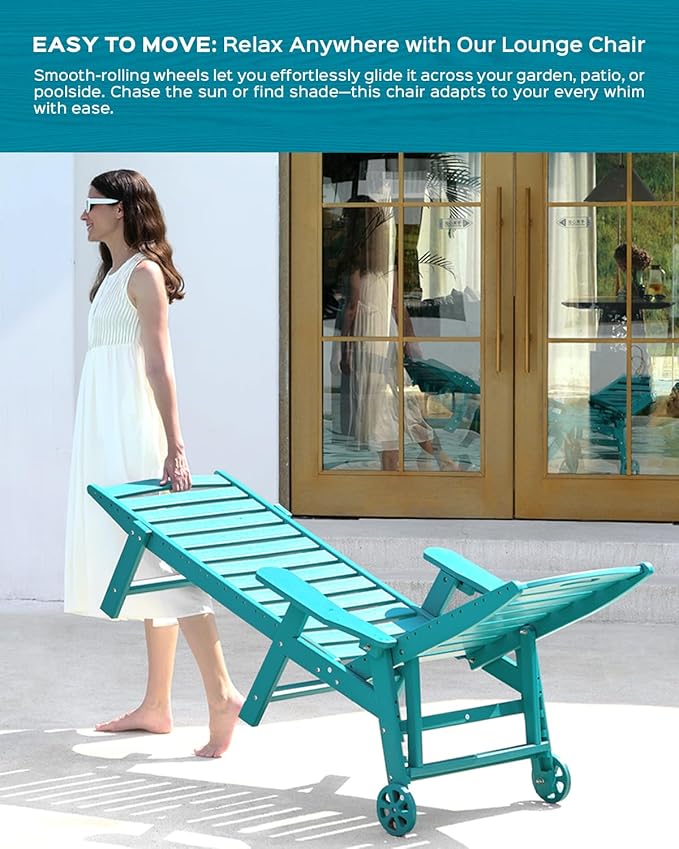 Outdoor Lounge Chair Set of 4, All Weather Patio Chaise Lounge Chair - Image 6