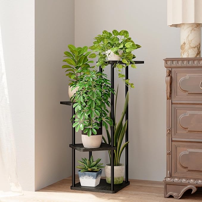 Bamworld Small Plant Stand Indoor 4 Tier Metal Plant Shelf - Image 2