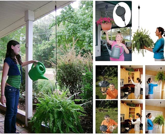 Pack Plant Hook Pulley, Retractable Plant Hanger Easy Reach Hanging Flower - Image 6