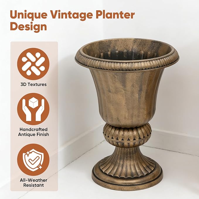 Athena Collection 20''H Garden Plastic Urn Vintage Tall Planter Urn Patio Large - Image 5