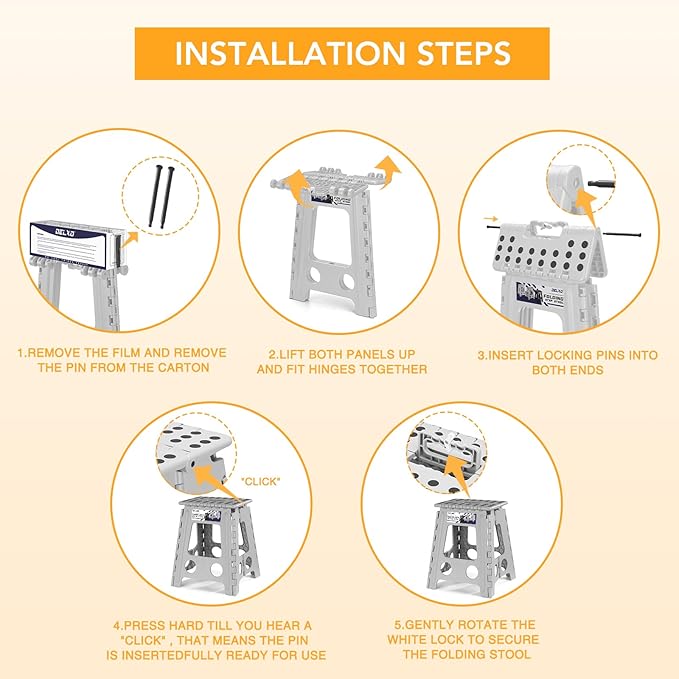 Delxo 16 Inch Folding Step Stool, Foldable Stool - Image 7