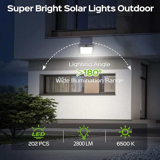 Adiding Solar Outdoor Lights, 2800LM LED Flood Lights - Image 3