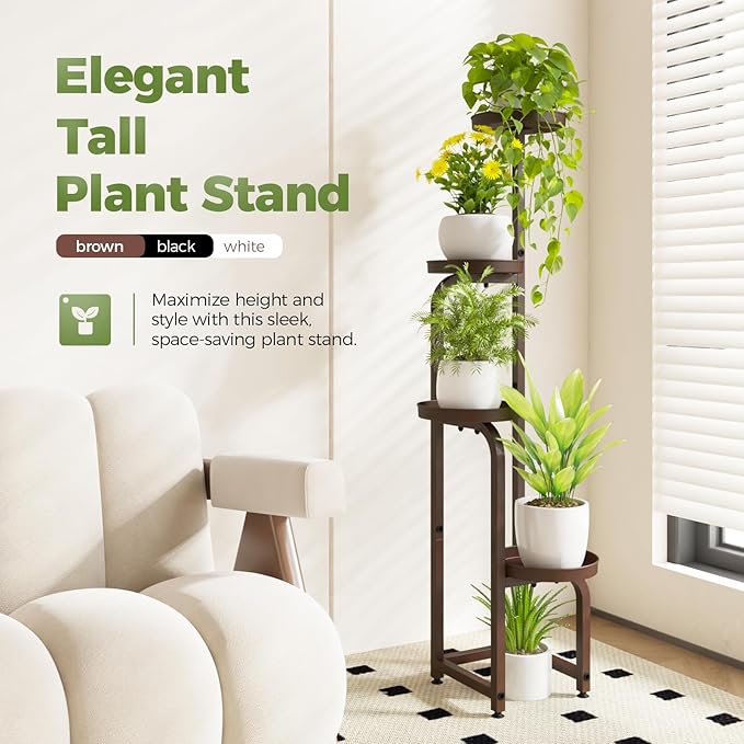 Bamworld Corner Plant Stand Indoor Outdoor, Tall Metal Flower Pot Stands - Image 3