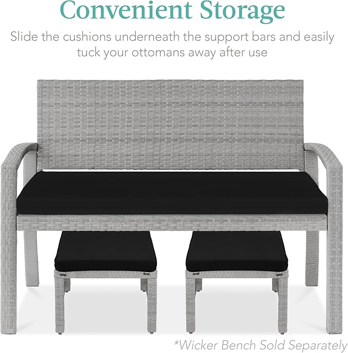 Best Choice Products Set of 2 Wicker Ottomans, Additional Seating, Side Table - Image 6