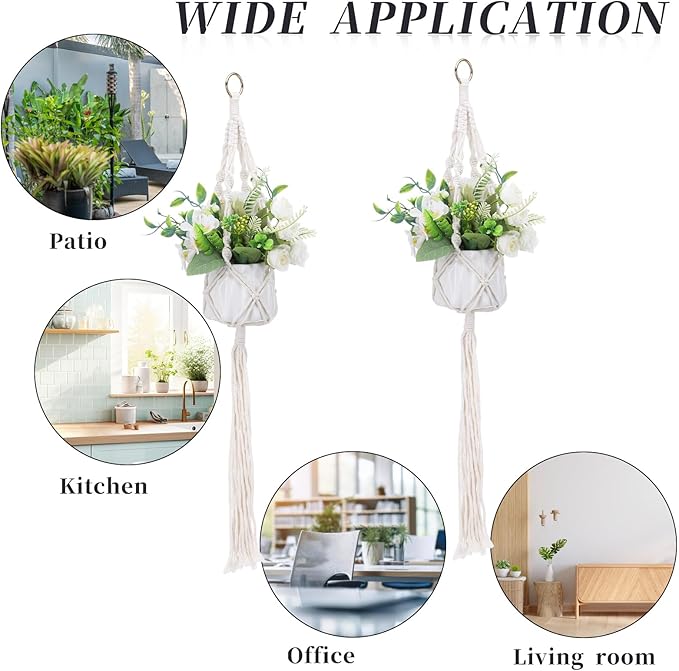 Sliverdew Macrame Plant Hanger, 2 Pack Boho Hanging Planters Baskets - Image 4