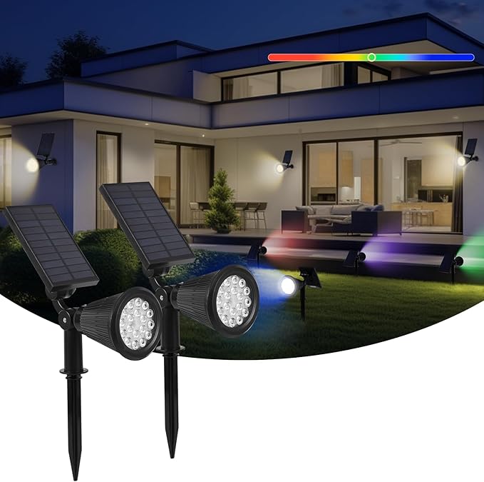 Solar Spot Lights Outdoor, 2-in-1 Wall Mount & Ground Stake 18 LEDs - Image 9