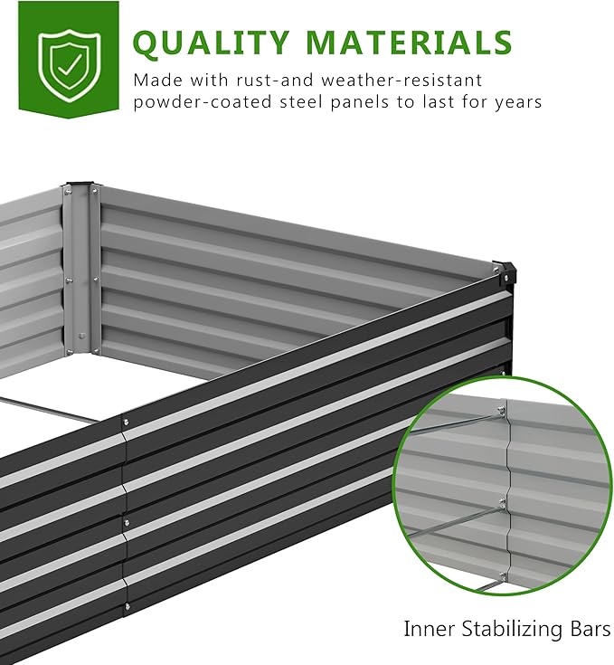 2PCS 10x3x1ft Galvanized Raised Garden Bed Kit, Galvanized Planter Raised - Image 5