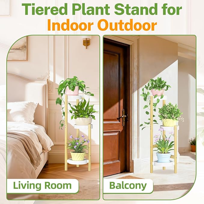 iDavosic.ly 3 Tier Bamboo Plant Stand Indoor Outdoor - Image 6
