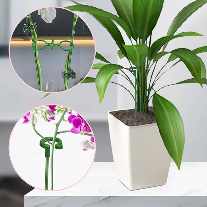 70PCS Plant Supports Stakes, 20 Garden Orchid Sticks Extended, 20 Orchid Clips - Image 5