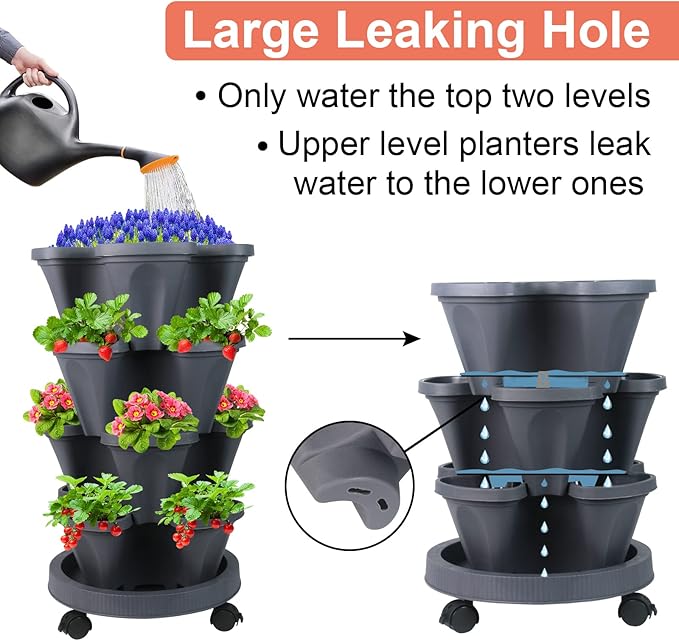 DUNCHATY Stackable Planter, Vertical Garden Planter - Image 4