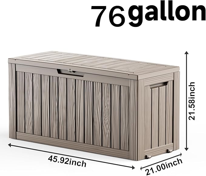 76 Gallon Outdoor Deck Box, Lockable Waterproof Outdoor Storage Boxes - Image 2