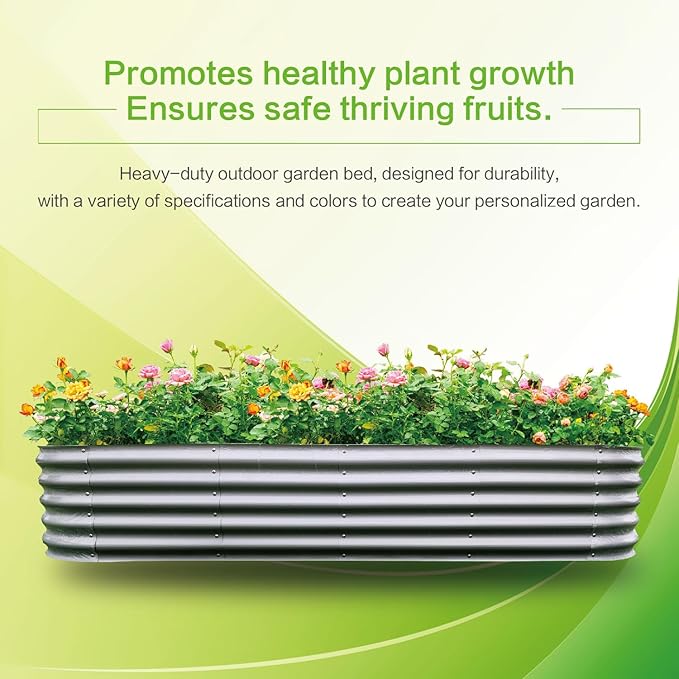 Gardmax Galvanized Raised Garden Bed, Lightweight Planter Boxes Outdoor - Image 6