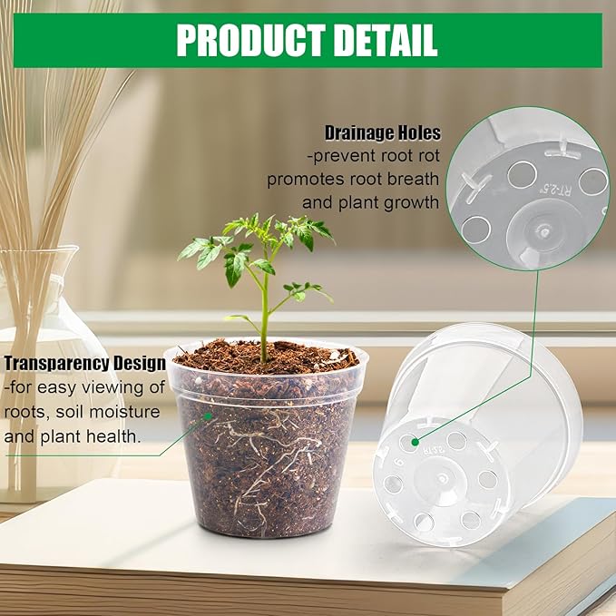 BTPLASTIK 200 Pack 2.5 Inch Clear Nursery Pots - Image 3