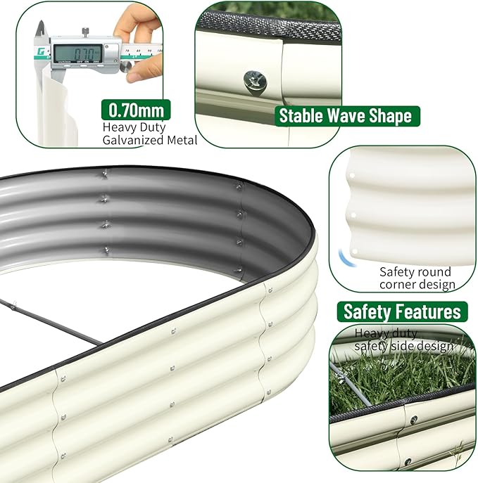 SnugNiture 2 Pcs 6x3x1ft Raised Garden Bed Kit, Outdoor Oval Metal Garden - Image 3