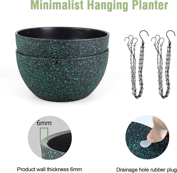 8 inch Small Hanging Planters for Indoor Outdoor Plants, 2 Pack Hanging Flower - Image 4