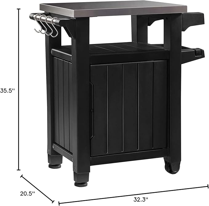 Keter Unity Small 40 Gallon Grill Prep Table and Storage Cart, Portable Serving - Image 10