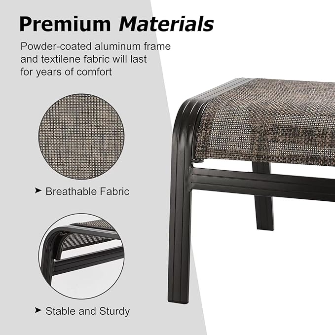Patio Footstools Outdoor Foot Rest Aluminum Ottomans Samll Seat Wicker - Image 5