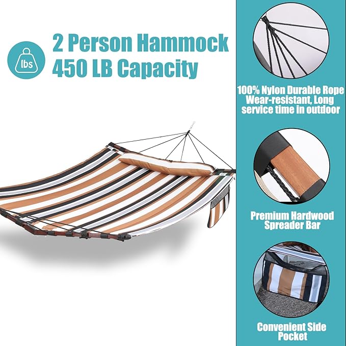 TegerDeger 12FT 2 Person Hammock Large Hammock 450LB Capacity - Image 4