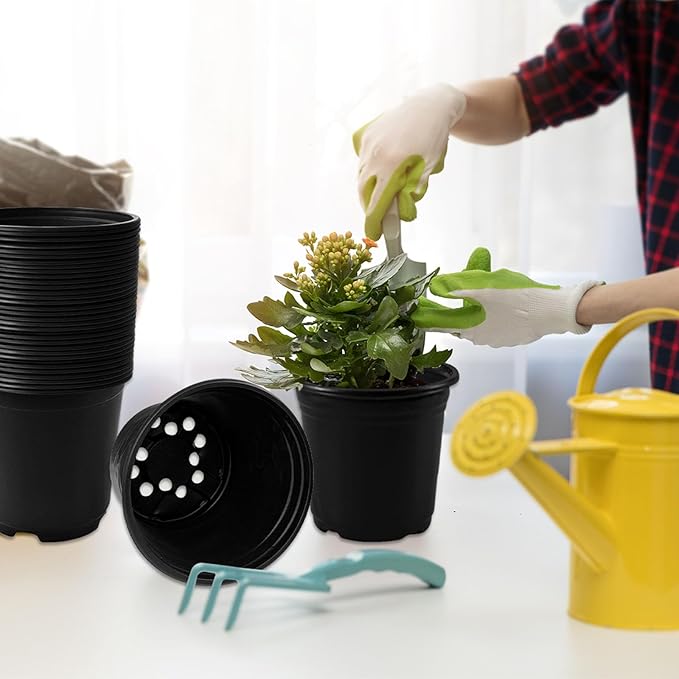 OJYUDD 120 Pcs 0.5 Gallon Black Plastic Plant Nursery Pots, Plant Seedling Pots - Image 6