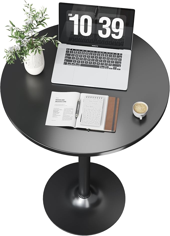 Flamaker Round Bistro Pub Table Modern Style Metal Base MDF Top Cocktail Bar - Image 4
