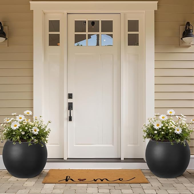 Large Round Planter with Drainage Hole, 13.7''H × 17.7''D Sphere Planter Indoor - Image 6